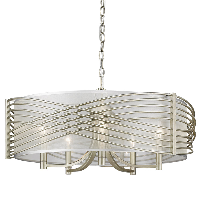 Golden 5516-5 WG-SHR Five Light Chandelier, White Gold