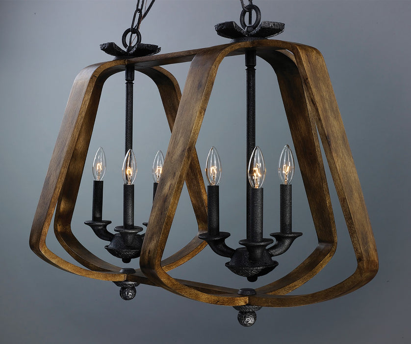 Maxim 20927BWIO Six Light Chandelier, Barn Wood / Iron Ore