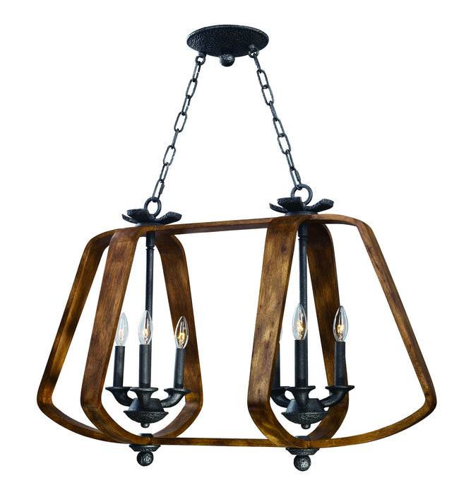 Maxim 20927BWIO Six Light Chandelier, Barn Wood / Iron Ore