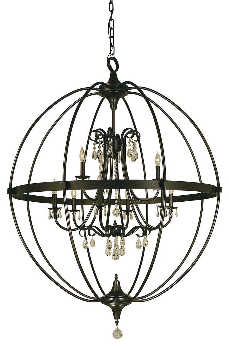 Framburg 1070 MB Nine Light Foyer Chandelier, Mahogany Bronze