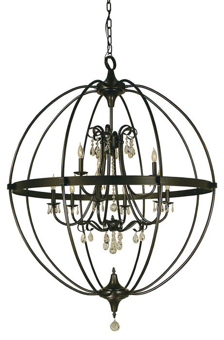 Framburg 1070 MB Nine Light Foyer Chandelier, Mahogany Bronze