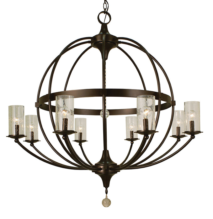 Framburg 1078 MB/F Eight Light Foyer Chandelier, Mahogany Bronze w/Frosted Glass