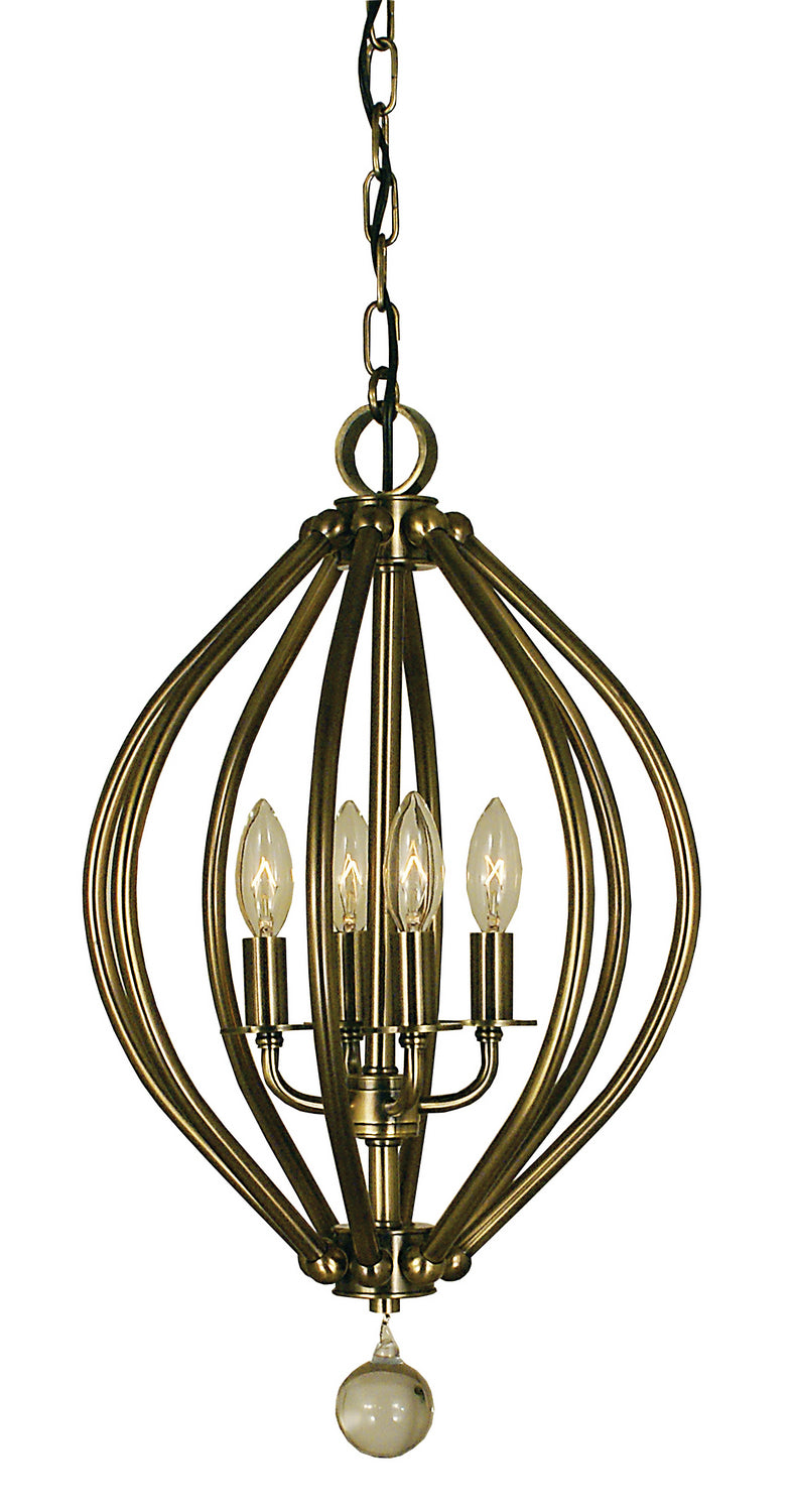 Framburg 4344 AB Four Light Chandelier, Antique Brass