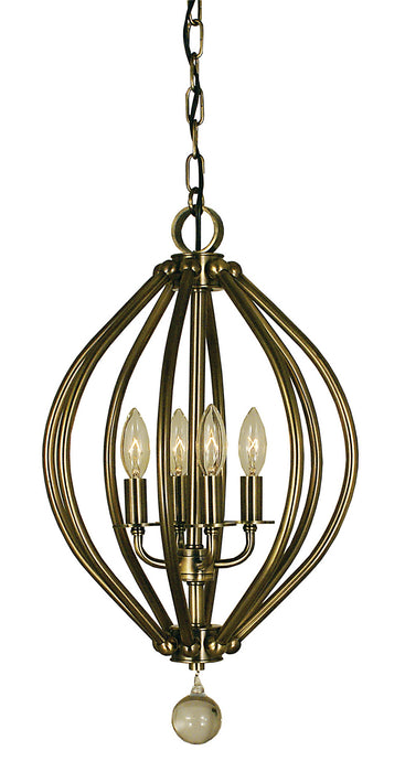 Framburg 4344 AB Four Light Chandelier, Antique Brass