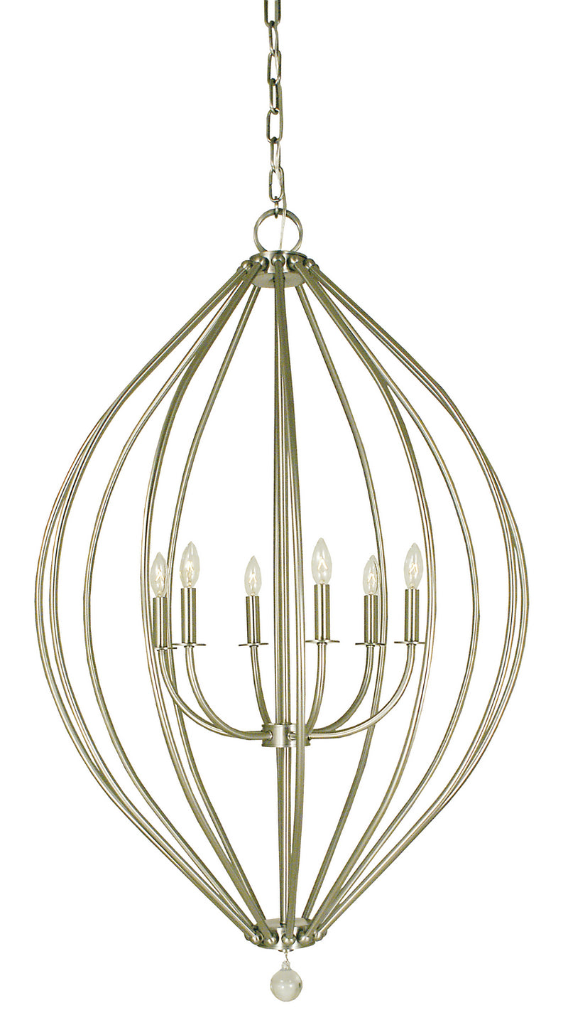 Framburg 4346 BN Six Light Foyer Chandelier, Brushed Nickel