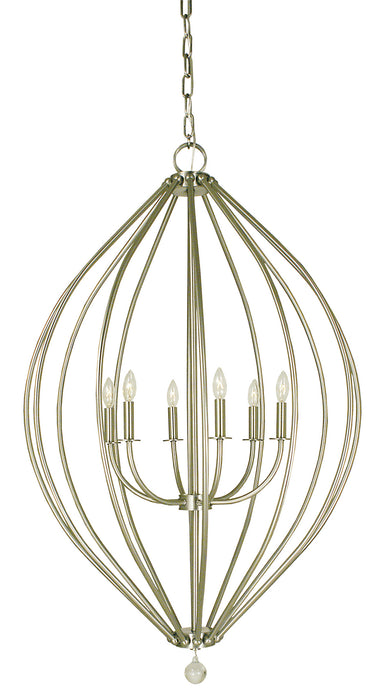 Framburg 4346 BN Six Light Foyer Chandelier, Brushed Nickel