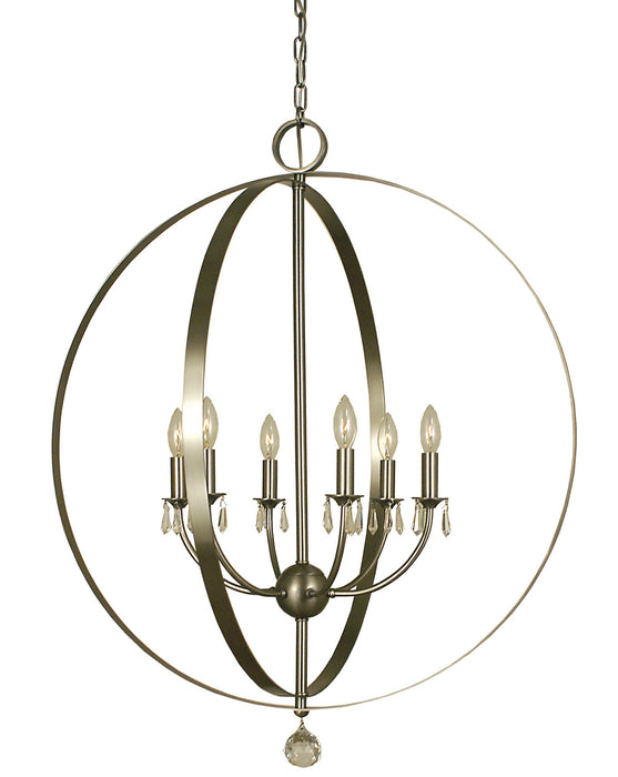 Framburg 4376 BN Six Light Foyer Chandelier, Brushed Nickel