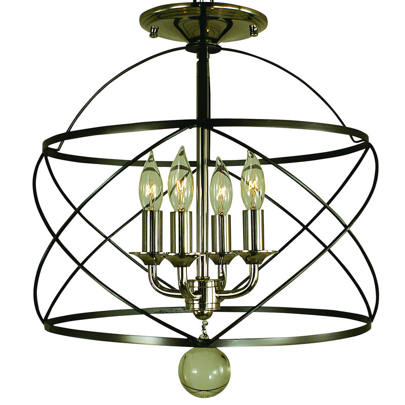 Framburg 4411 MB/PN Four Light Flush / Semi-Flush Mount, Mahogany Bronze/Polished Nickel