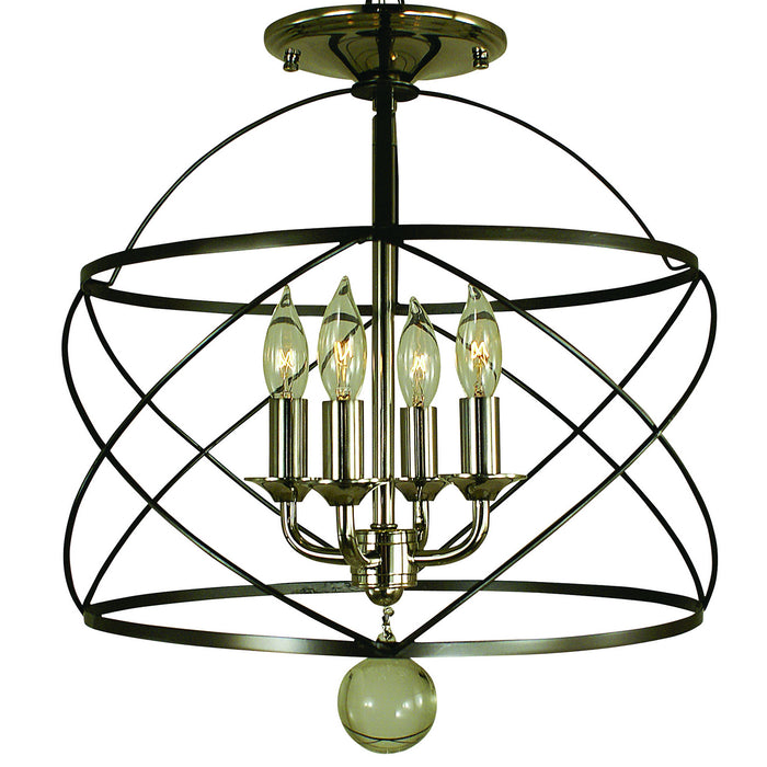 Framburg 4411 MB/PN Four Light Flush / Semi-Flush Mount, Mahogany Bronze/Polished Nickel