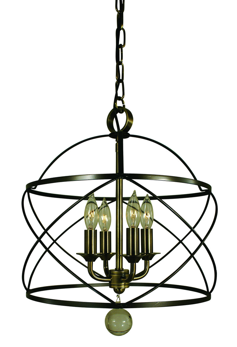 Framburg 4414 MB/AB Four Light Chandelier, Mahogany Bronze/Antique Brass