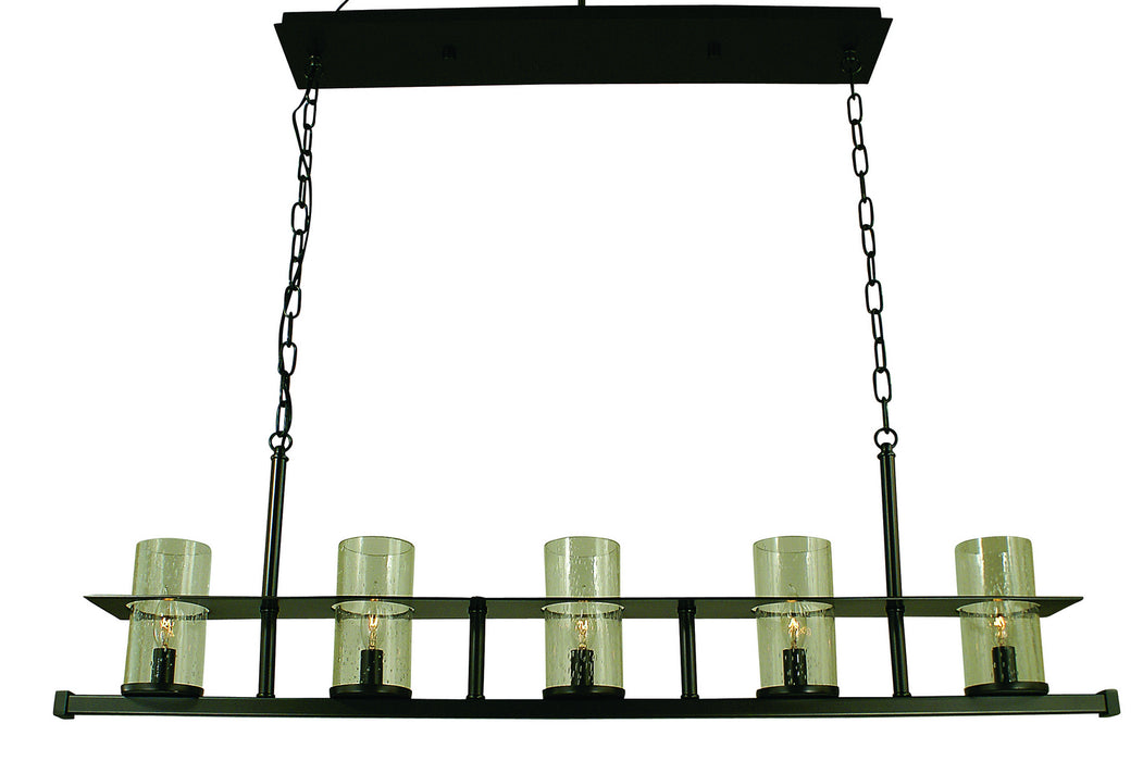 Framburg 4438 MB/C Five Light Island Chandelier, Mahogany Bronze w/Clear Glass