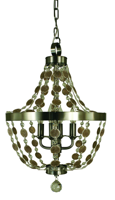 Framburg 4484 BN Four Light Chandelier, Brushed Nickel
