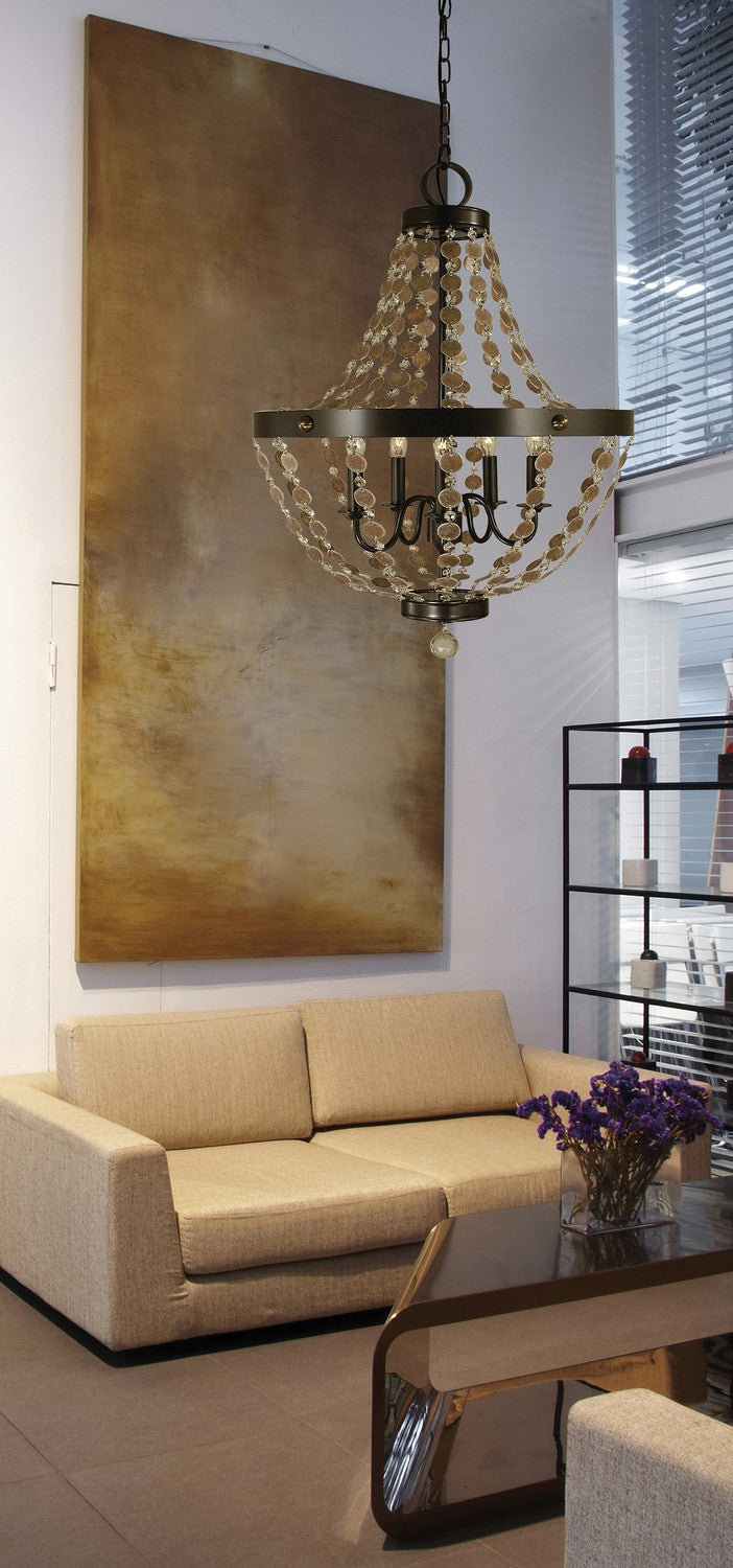 Framburg 4485 MB Five Light Chandelier, Mahogany Bronze