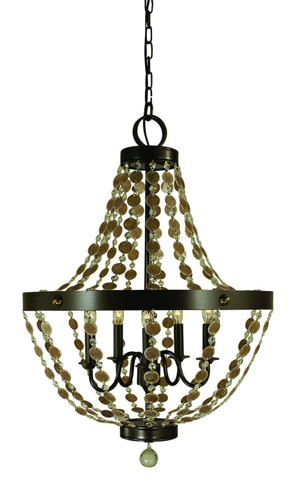 Framburg 4485 MB Five Light Chandelier, Mahogany Bronze