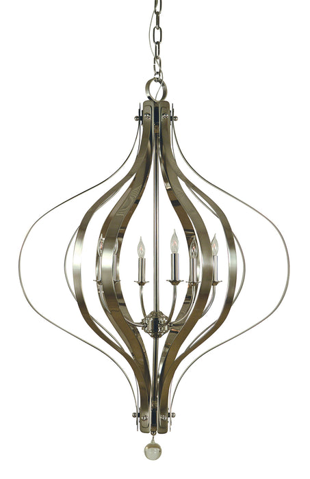 Framburg 4586 PN Six Light Foyer Chandelier, Polished Nickel