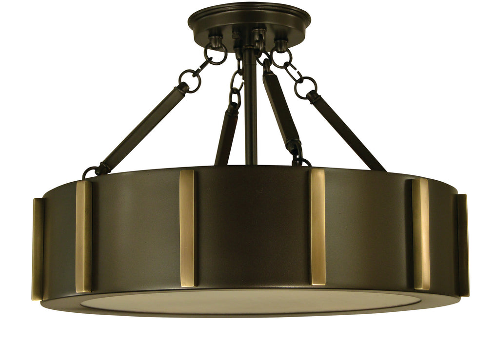 Framburg 4592 MB/AB Four Light Flush / Semi-Flush Mount, Mahogany Bronze w/Antique Brass