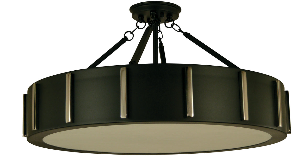 Framburg 4596 MBLACK/PN Four Light Flush / Semi-Flush Mount, Matte Black w/Polished Nickel