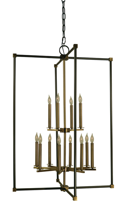 Framburg 4610 MB/AB 12 Light Foyer Chandelier, Mahogany Bronze w/Antique Brass