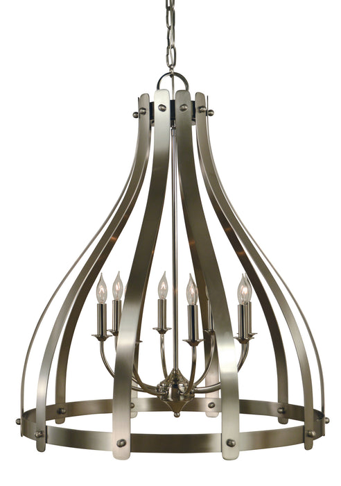 Framburg 4628 BN/PN Eight Light Chandelier, Brushed Nickel w/Polished Nickel
