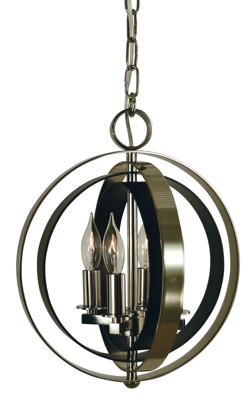 Framburg 4650 PN/MBLACK Four Light Chandelier, Polished Nickel w/Matte Black