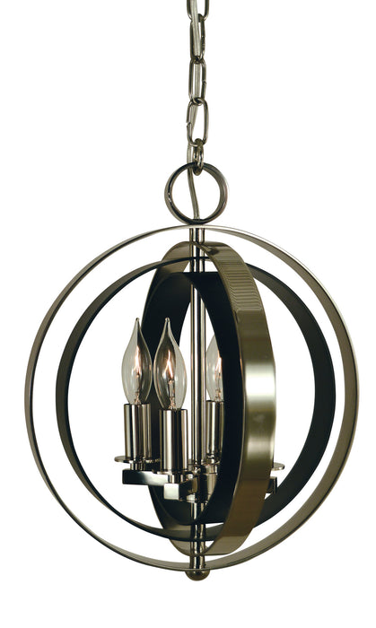 Framburg 4650 PN/MBLACK Four Light Chandelier, Polished Nickel w/Matte Black
