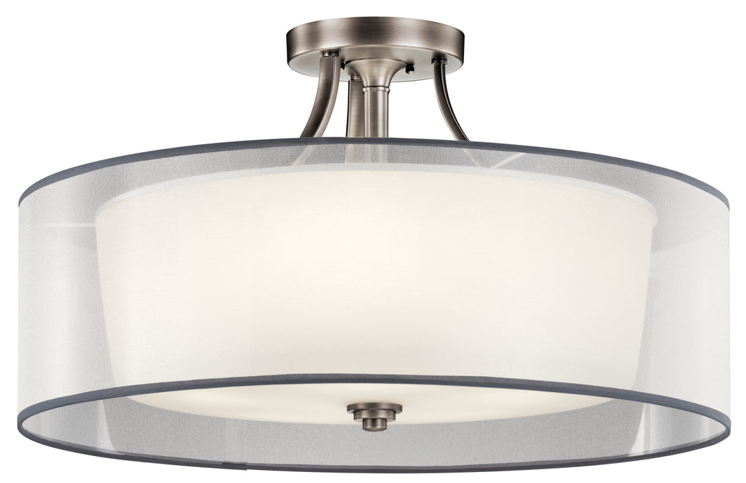 Kichler 42399AP Five Light Semi Flush Mount, Antique Pewter