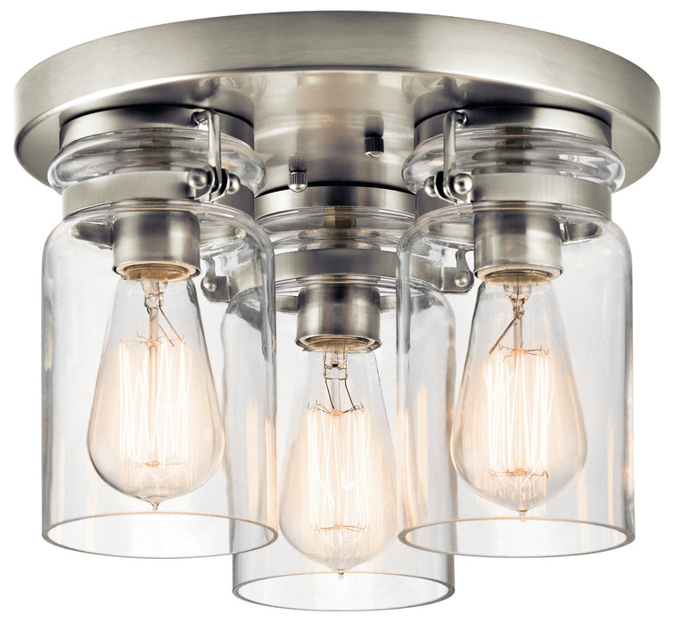 Kichler 42891NI Three Light Flush Mount, Brushed Nickel