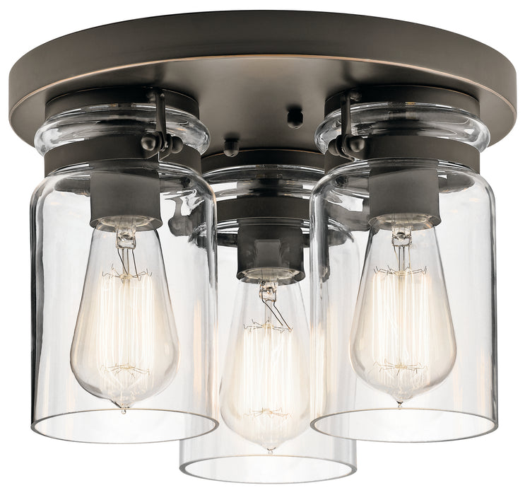 Kichler 42891OZ Three Light Flush Mount, Olde Bronze