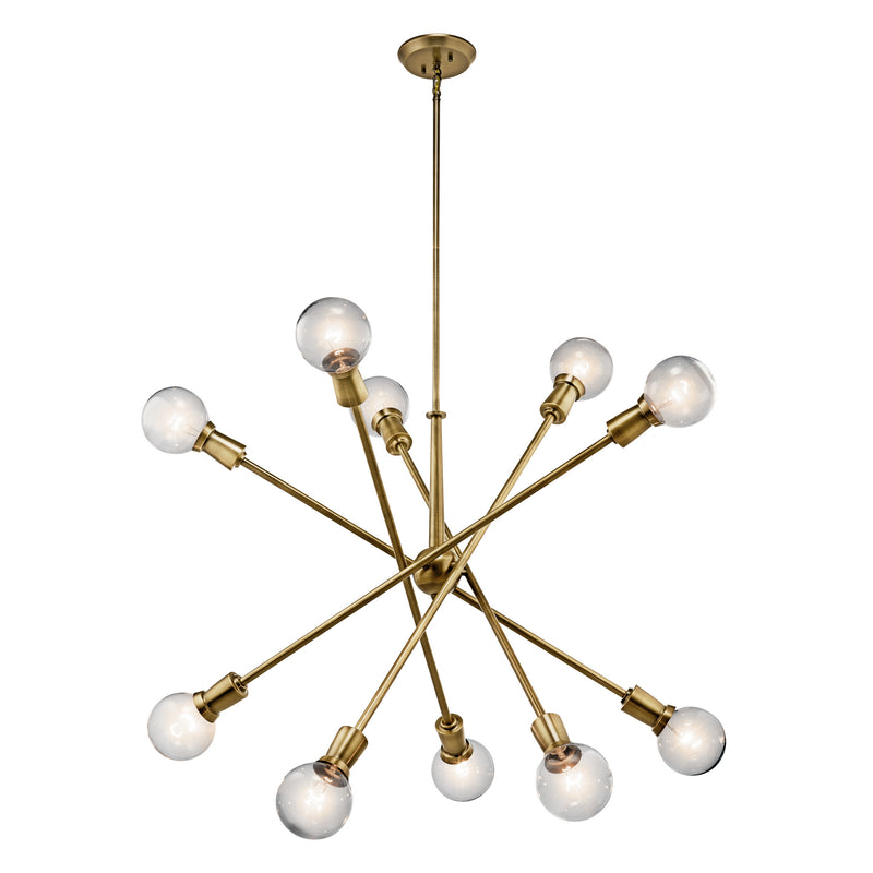Kichler 43119NBR Ten Light Chandelier, Natural Brass