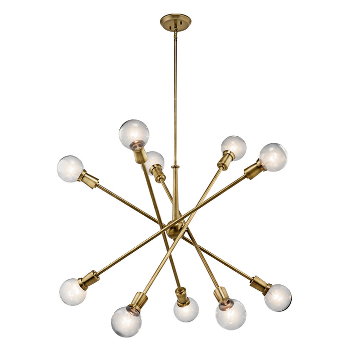 Kichler 43119NBR Ten Light Chandelier, Natural Brass