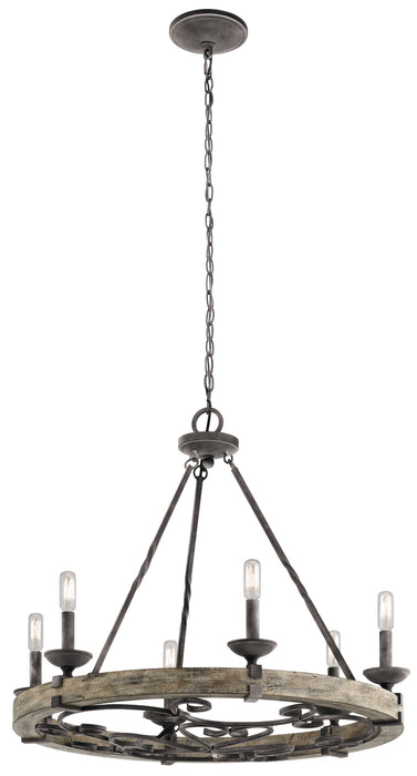 Kichler 43823WZC Six Light Chandelier, Weathered Zinc