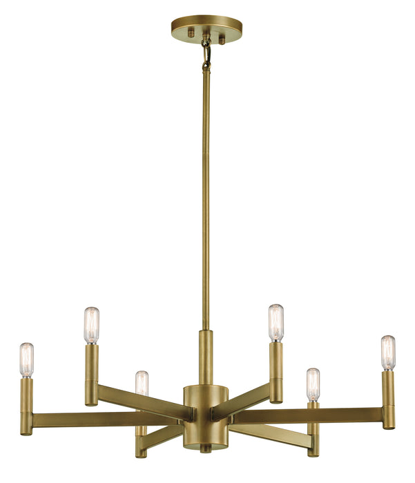 Kichler 43859NBR Six Light Chandelier, Natural Brass