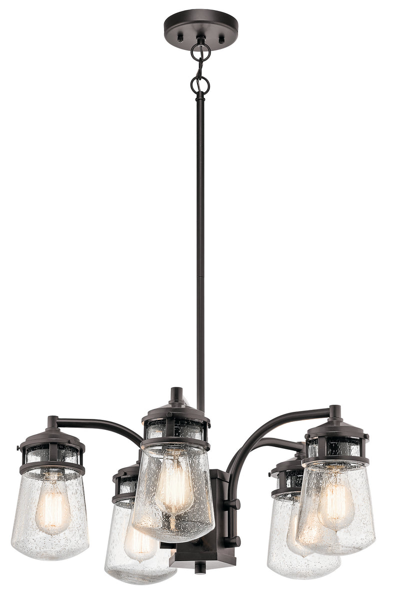 Kichler 49498AZ Five Light Outdoor Chandelier, Architectural Bronze