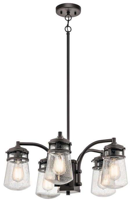 Kichler 49498AZ Five Light Outdoor Chandelier, Architectural Bronze
