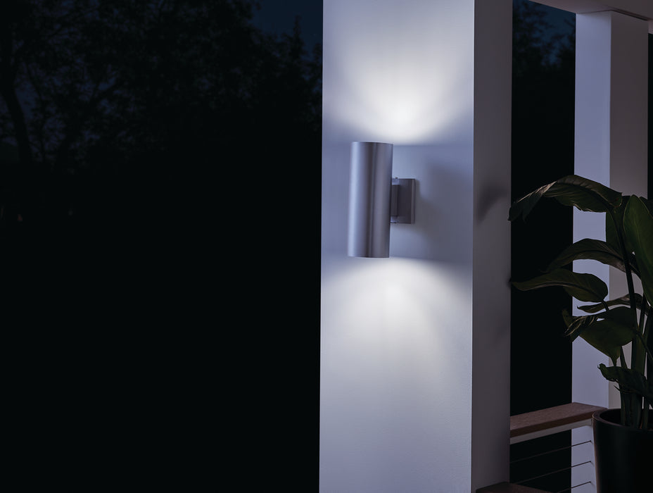 Kichler 9244BA Two Light Outdoor Wall Mount, Brushed Aluminum