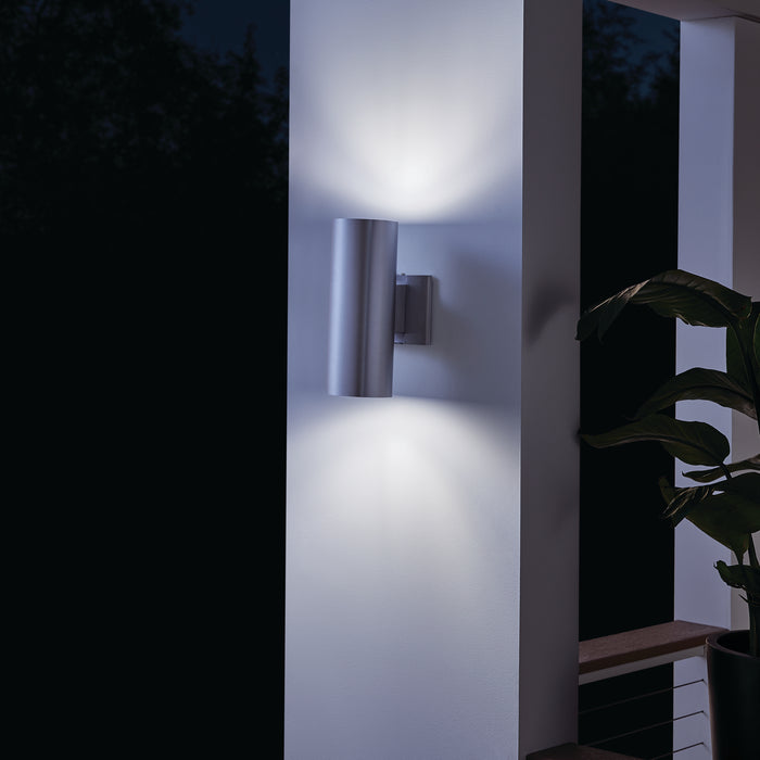 Kichler 9244BA Two Light Outdoor Wall Mount, Brushed Aluminum