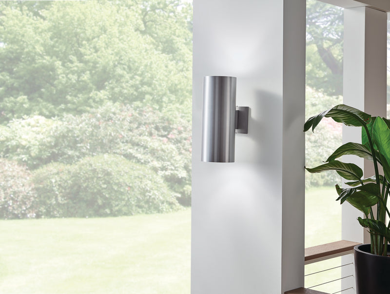 Kichler 9246BA Two Light Outdoor Wall Mount, Brushed Aluminum