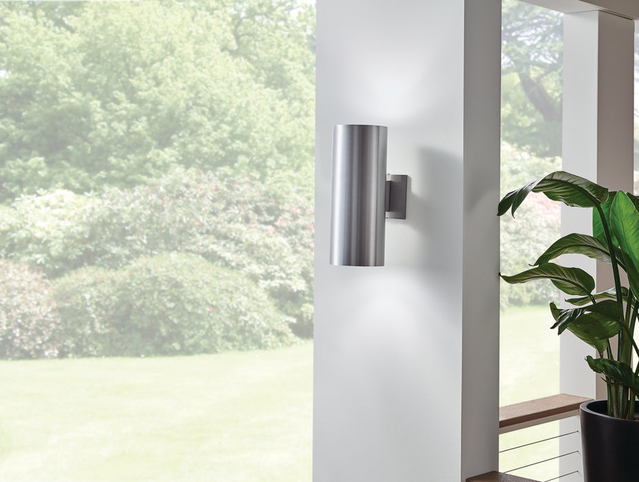 Kichler 9246BA Two Light Outdoor Wall Mount, Brushed Aluminum