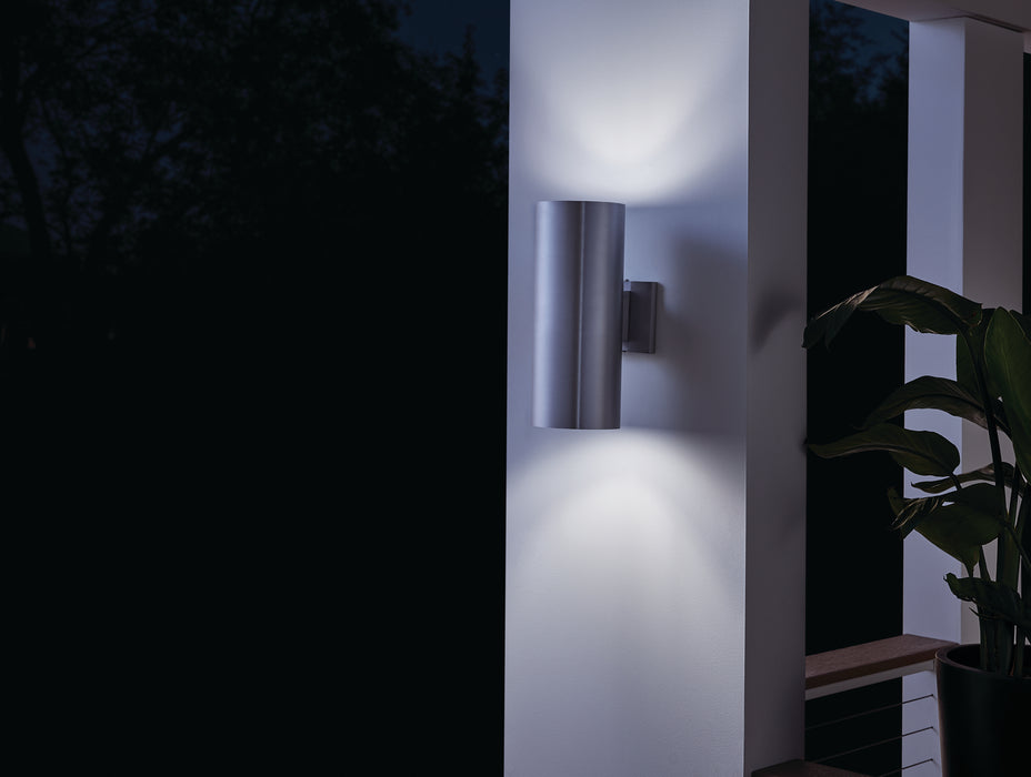 Kichler 9246BA Two Light Outdoor Wall Mount, Brushed Aluminum