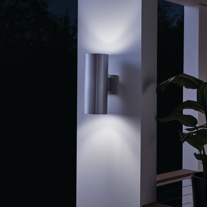 Kichler 9246BA Two Light Outdoor Wall Mount, Brushed Aluminum
