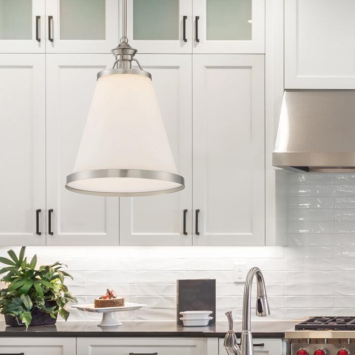 Savoy House 7-130-1-SN One Light Pendant, Satin Nickel