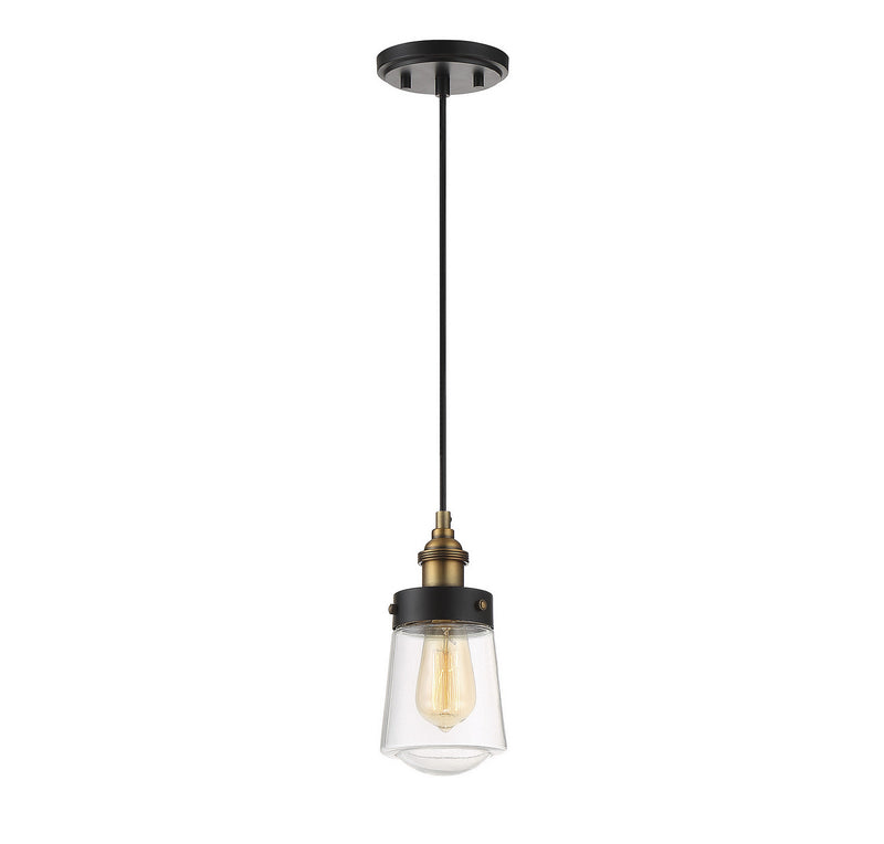 Savoy House 7-2064-1-51 One Light Mini Pendant, Vintage Black with Warm Brass
