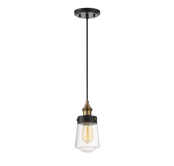 Savoy House 7-2064-1-51 One Light Mini Pendant, Vintage Black with Warm Brass