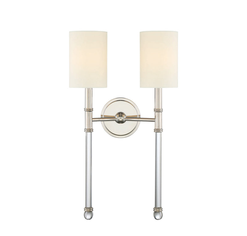 Savoy House 9-103-2-109 Two Light Wall Sconce, Polished Nickel