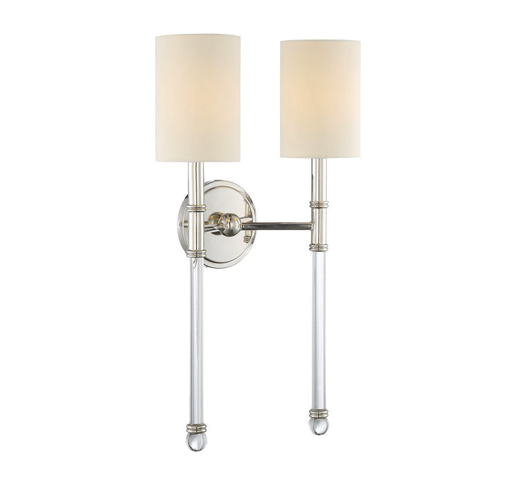 Savoy House 9-103-2-109 Two Light Wall Sconce, Polished Nickel