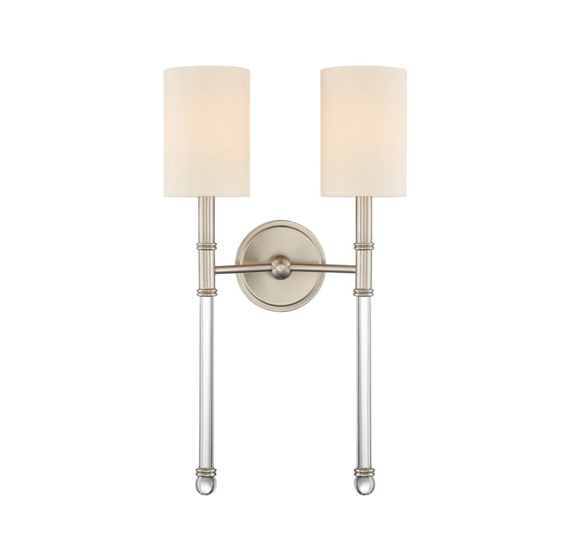 Savoy House 9-103-2-SN Two Light Wall Sconce, Satin Nickel
