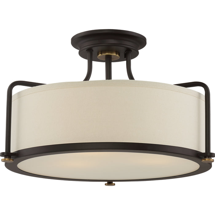 Quoizel QF1715WT Three Light Semi-Flush Mount, Western Bronze