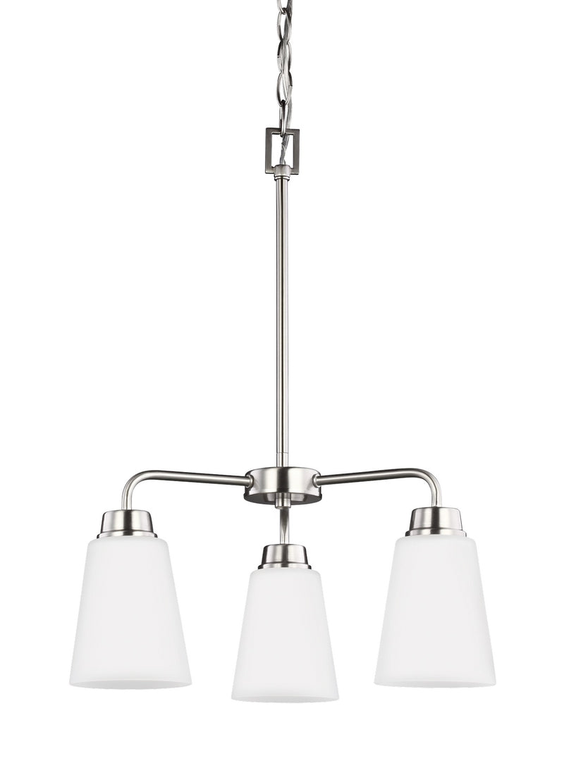 Generation Lighting 3115203-962 Three Light Chandelier, Brushed Nickel
