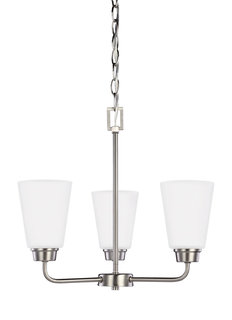 Generation Lighting 3115203-962 Three Light Chandelier, Brushed Nickel