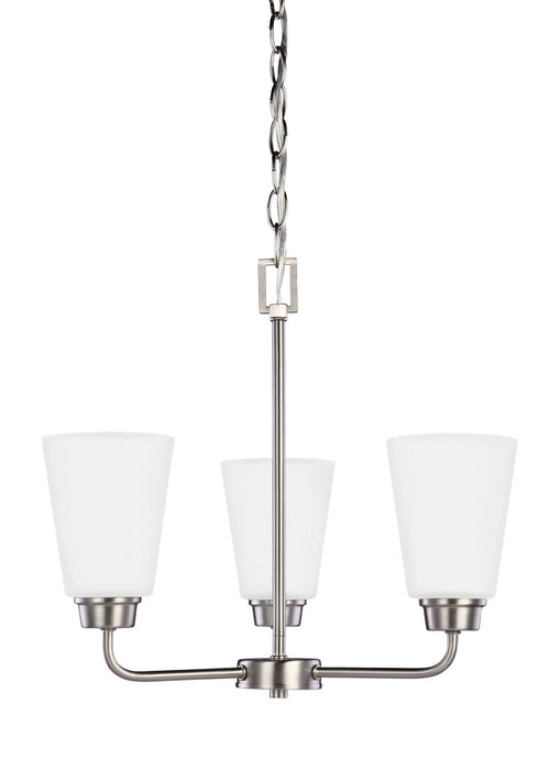 Generation Lighting 3115203-962 Three Light Chandelier, Brushed Nickel
